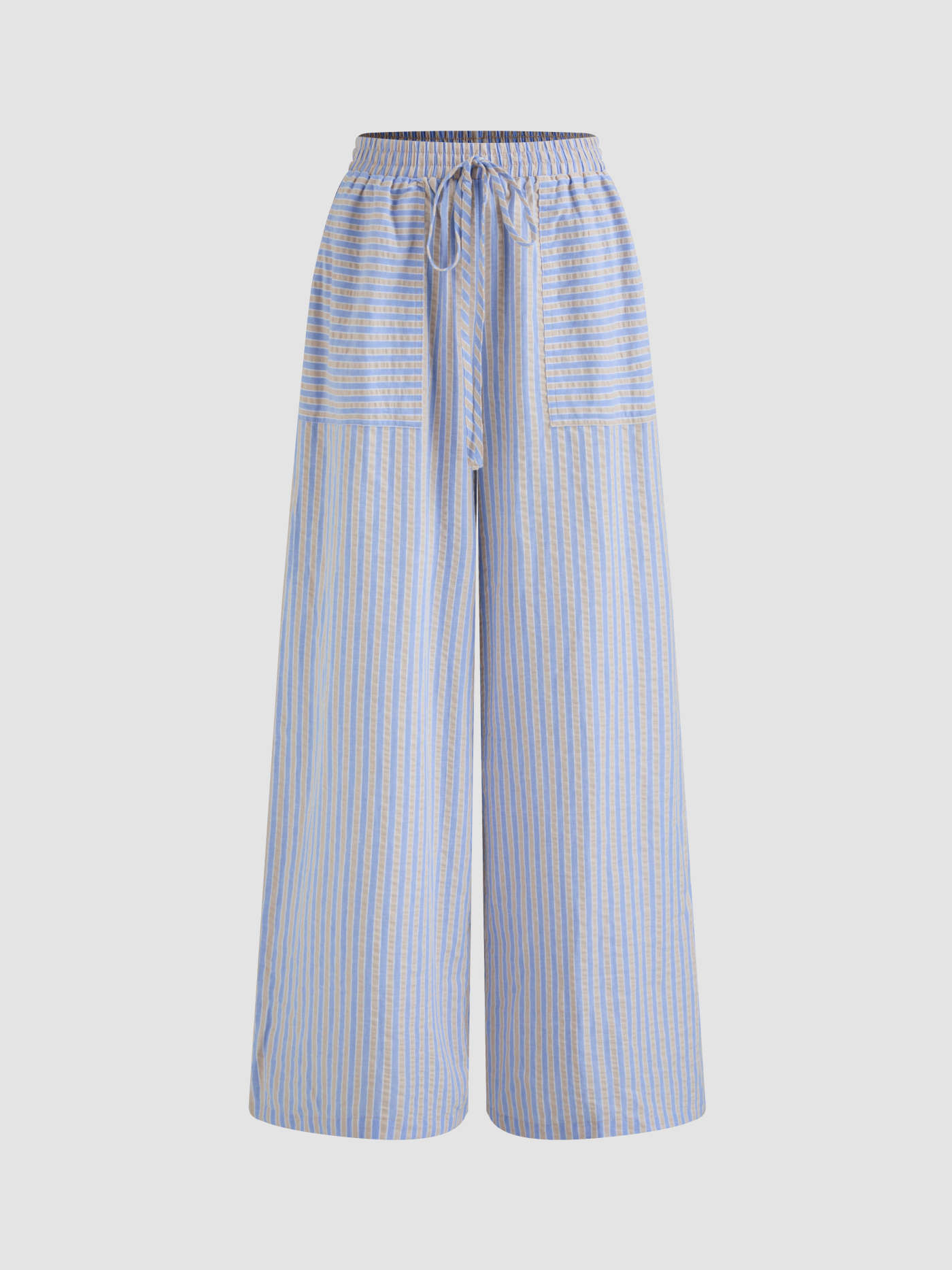 Miley Stewart Summer Woven Woven Mid Rise Stripe Knotted Pocket Trousers For School | Cider