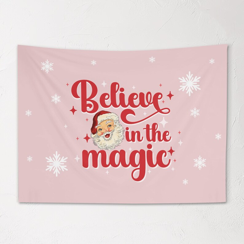 Christmas Banner, Believe in the Magic, Kids Fabric Tapestry, Wall Art Room Decor, Childrens Wall... | Etsy (US)