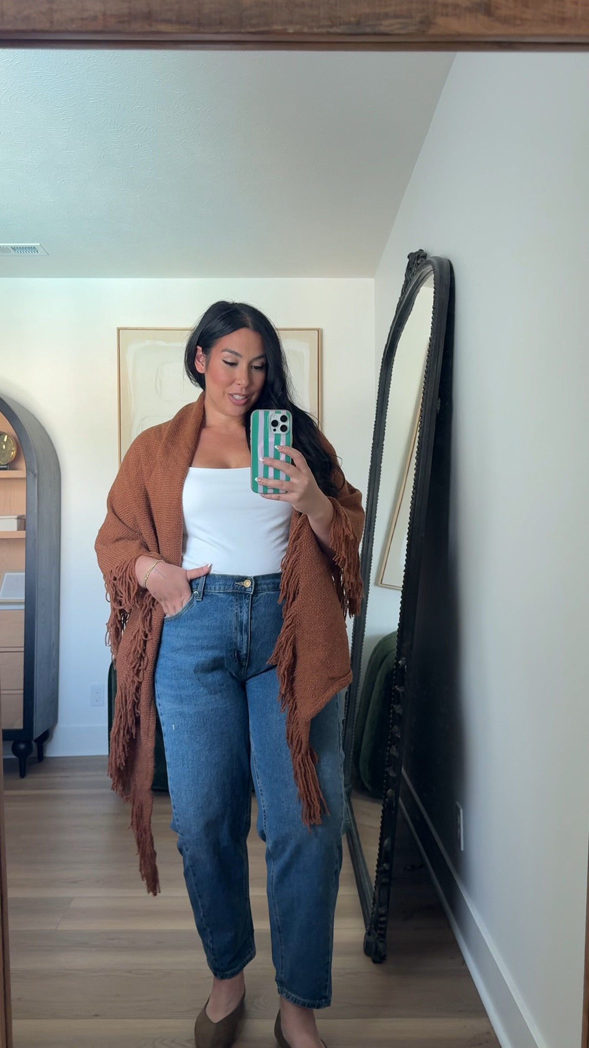 Affordable lightweight denim that doesn't pull across your belly! Wearing a size 16! midsize, fall fashion, fall style, walmart skirt, plaid skirt, trending fall, affordable fashion, walmart fashion 

 #LTKSeasonal #LTKMidsize