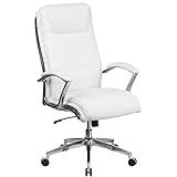Flash Furniture High Back Designer White LeatherSoft Smooth Upholstered Executive Swivel Office Chai | Amazon (US)