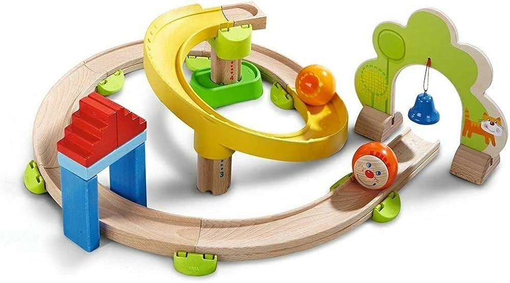 HABA Kullerbu Spiral Track - 26 Piece Wood & Plastic Ball Track Set with Crazy Curves & Bell Age ... | Amazon (US)