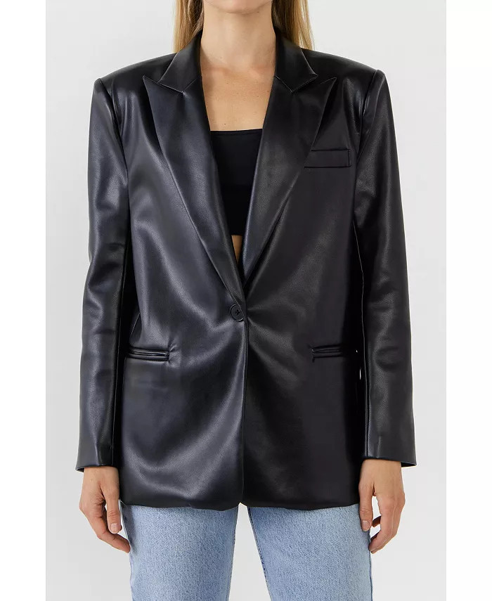 Women's Pu Oversize Blazer | Macy's