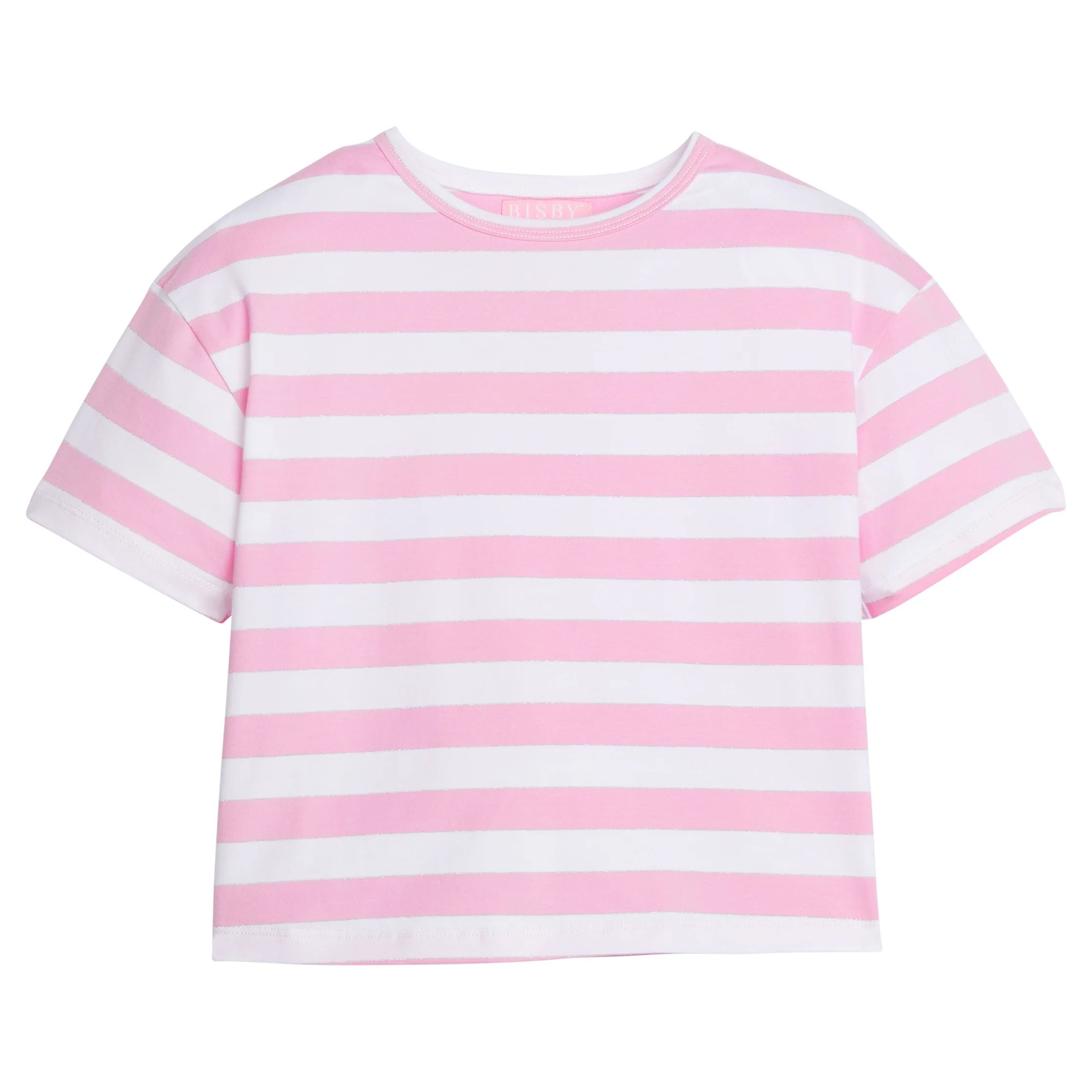 Boxy Tee - Pink Metallic Stripe | BISBY Kids