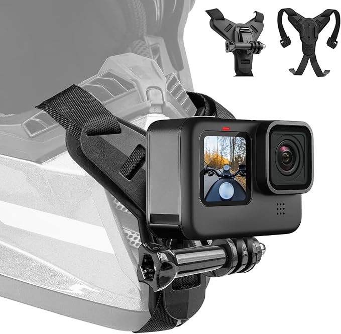 Helmet Mount for GoPro, Motorcycle Chin Strap Attachment with Extension J Hook Dirt Bike Holder M... | Amazon (US)