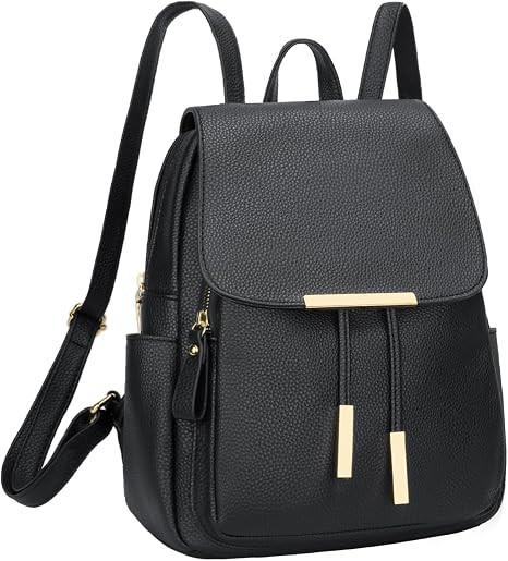KKXIU Trendy Leather Backpack Purse for Women and Ladies Shoulder Travel Daypacks Bags (A-Black) | Amazon (US)
