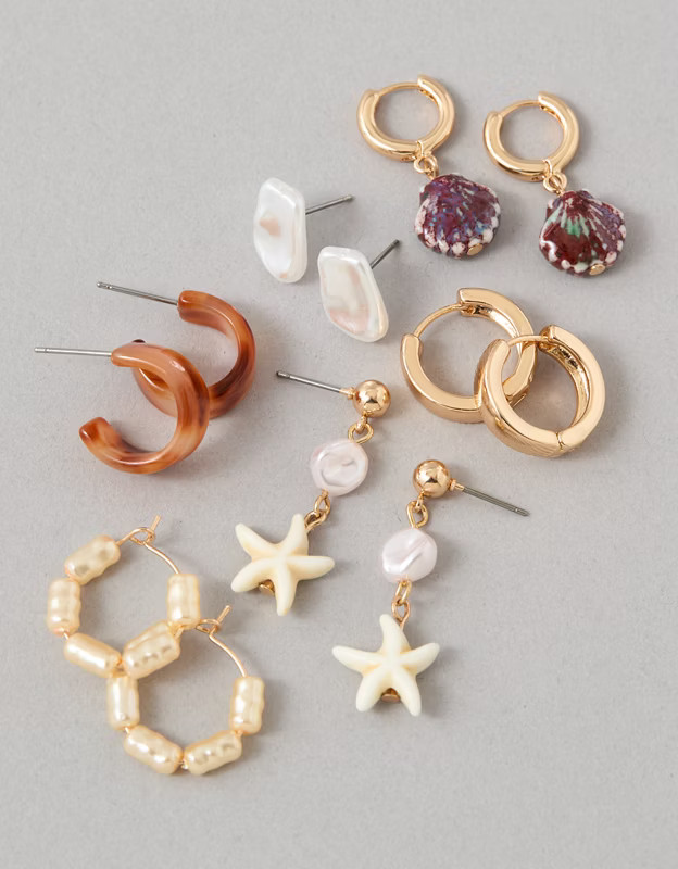AEO Shell Earrings 6-Pack | American Eagle Outfitters (US & CA)