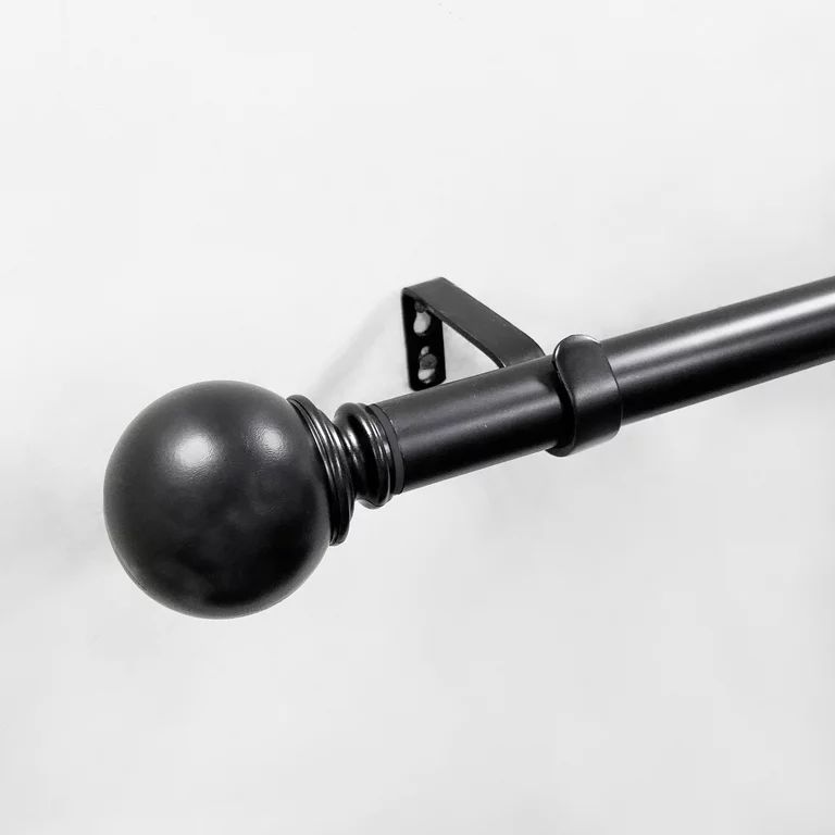 Mainstays 1" Ball Single Curtain Rod, Black, 30-84" | Walmart (US)