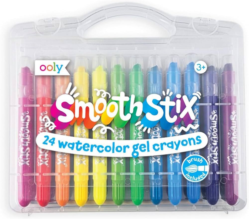 Ooly Gel Crayons - Set of 25 Watercolor Crayons for Kids & Adults with Paint Brush & Case | Amazon (US)