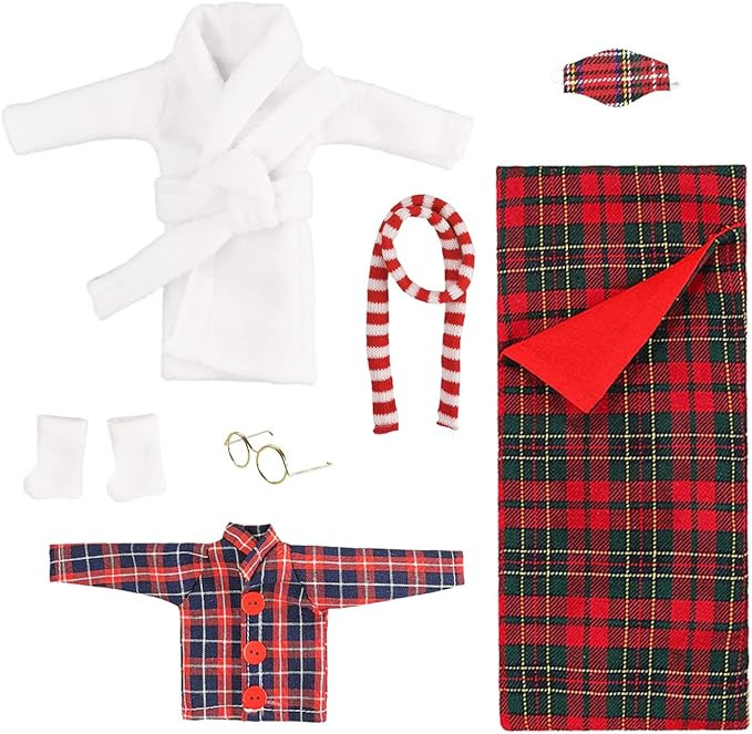 Elf Clothes Kit with 7Pcs for Doll Accessories, Elf Doll Christmas Clothes Shelf Accessory Includ... | Amazon (US)