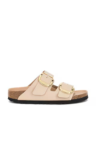 BIRKENSTOCK Arizona Big Buckle Sandal in High Shine New Beige from Revolve.com | Revolve Clothing (Global)
