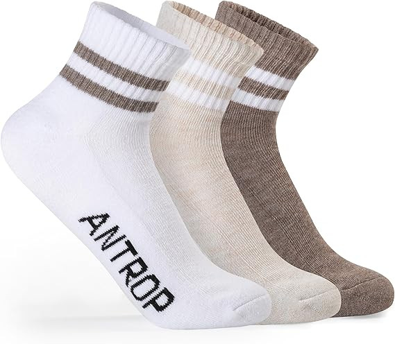 Antrop WoMen Quarter Crew Cotton Heel Tab Athletic Running Cushion Socks | Amazon (US)