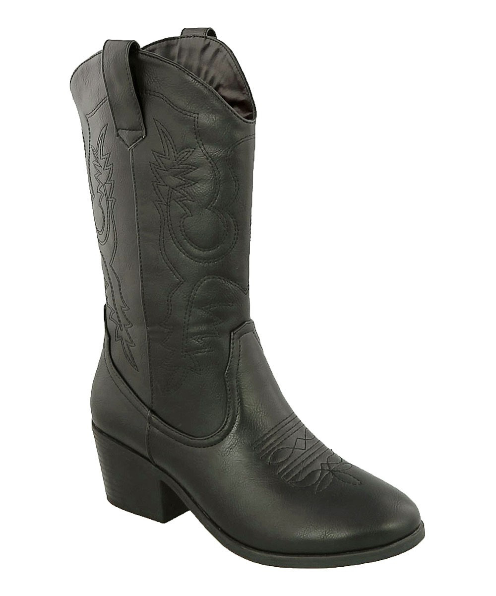 TOP MODA Women's Casual boots BLACK - Black Kanta Cowboy Boot - Women | Zulily
