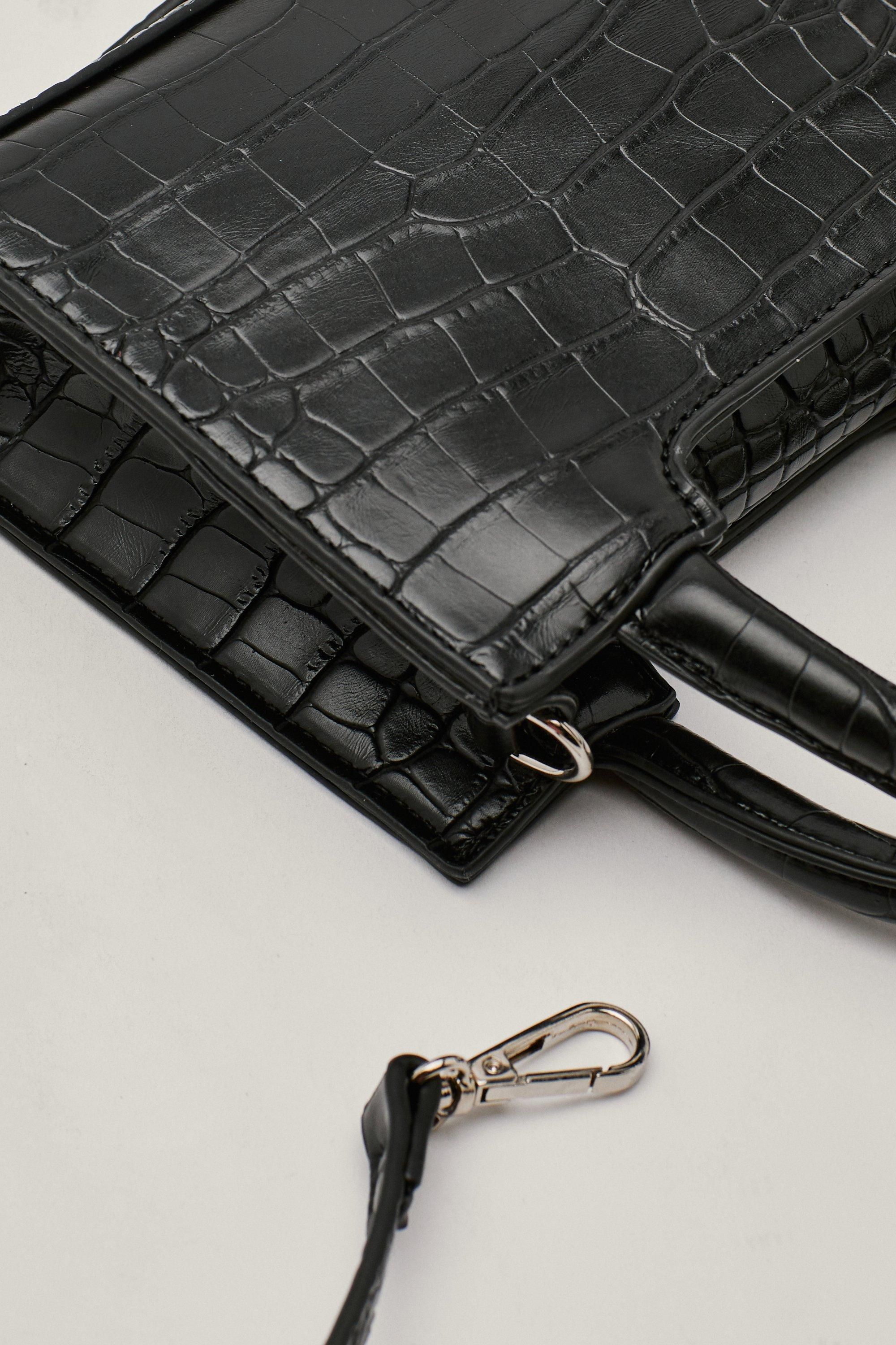 Patent Faux Leather Mini Croc Crossbody Bag | Nasty Gal (US)