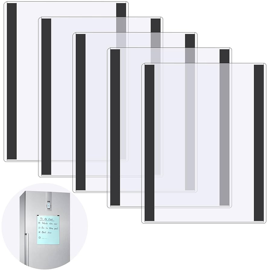 5 Pcs 8.5'' x 11'' Rigid Magnetic Sign Holders - Clear Plastic Document Frames with Magnet Border... | Amazon (US)