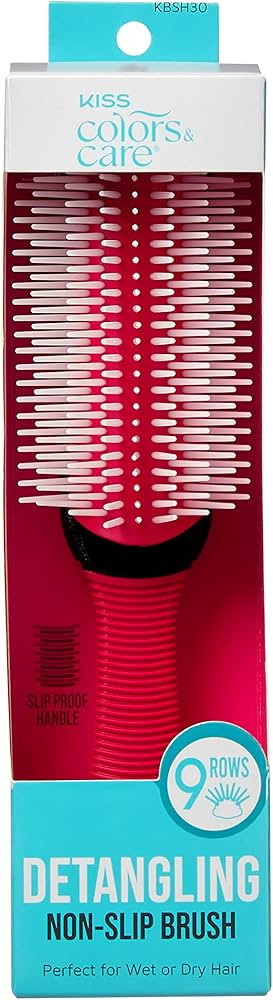 KISS Colors&Care 9 Row Non-Slip Detangling Hair Brush,Removable Cushion For Easy Cleaning,Slip-Pr... | Amazon (US)