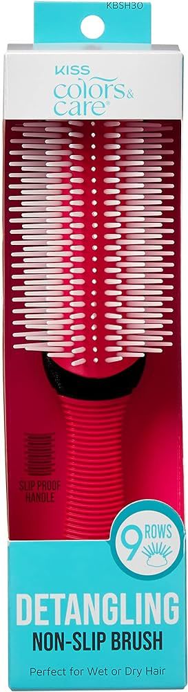 KISS Colors&Care 9 Row Non-Slip Detangling Hair Brush,Removable Cushion For Easy Cleaning,Slip-Pr... | Amazon (US)