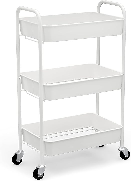 CAXXA 3-Tier Rolling Metal Storage Organizer - Mobile Utility Cart Kitchen Cart with Caster Wheel... | Amazon (US)