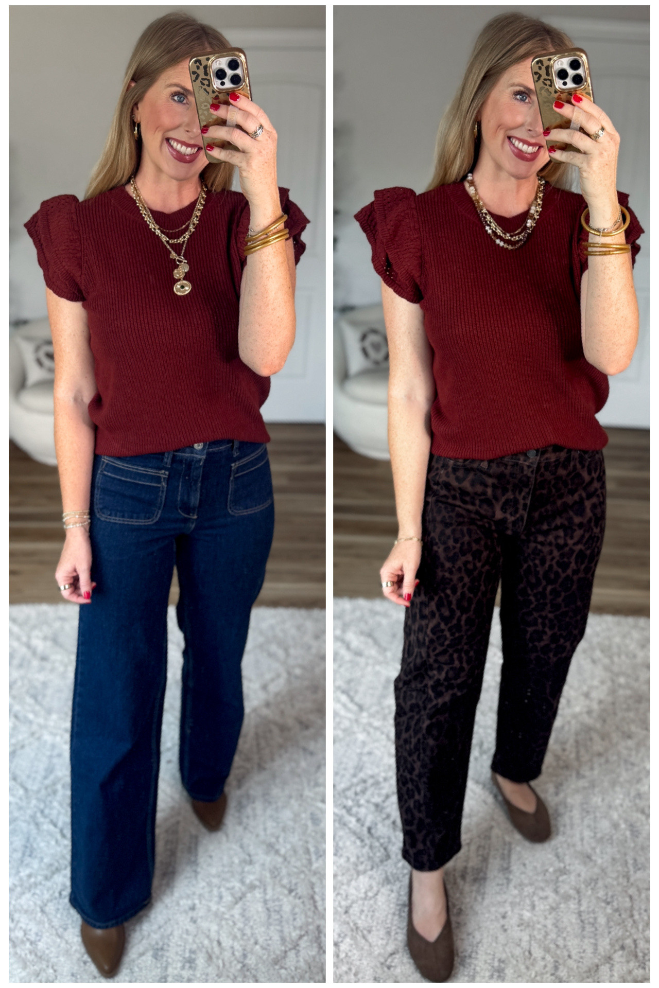 2 ways to wear this short sleeve sweater from Walmart!