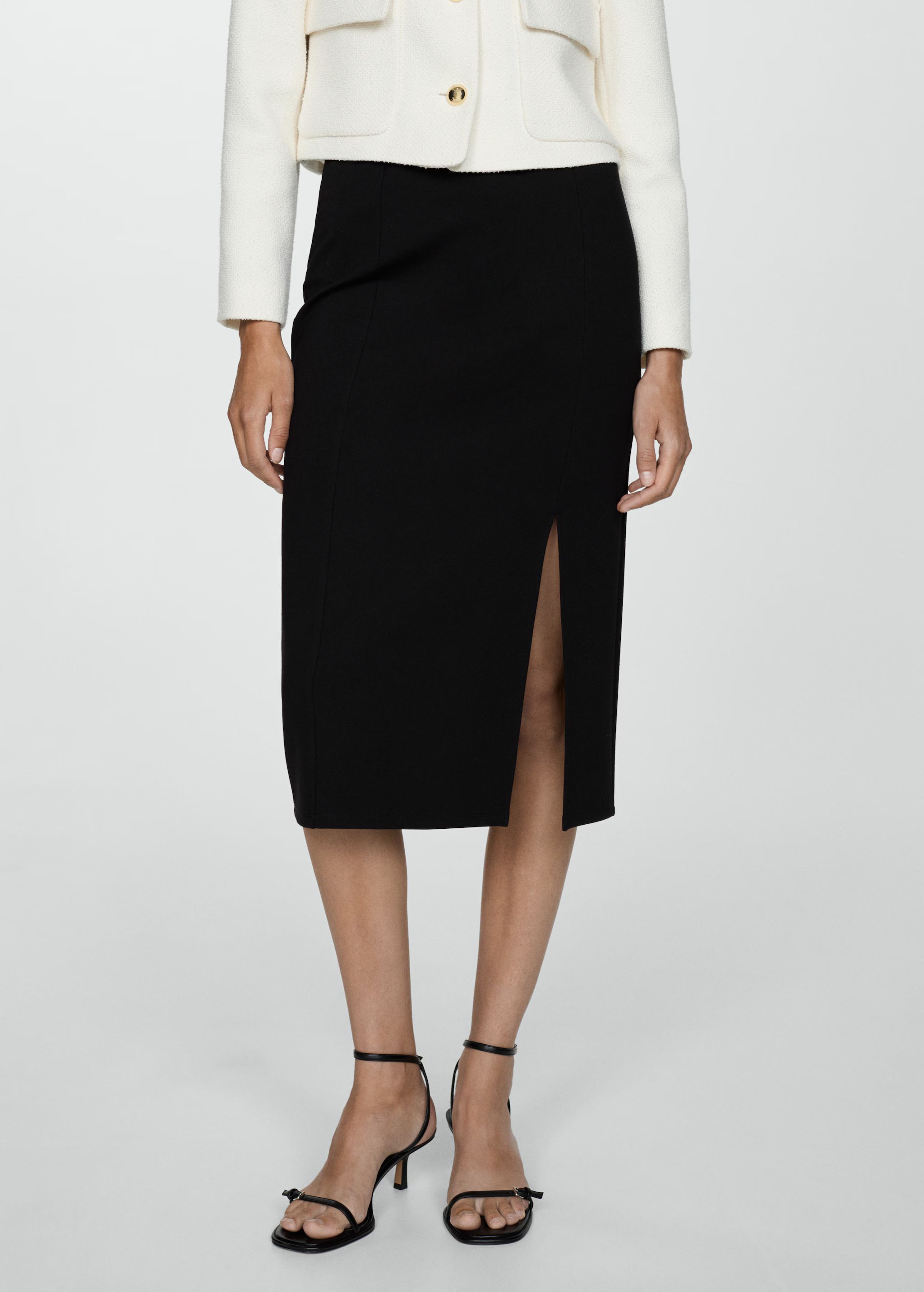 Pencil skirt with Rome-knit opening - Woman | MANGO United Kingdom | MANGO (UK)