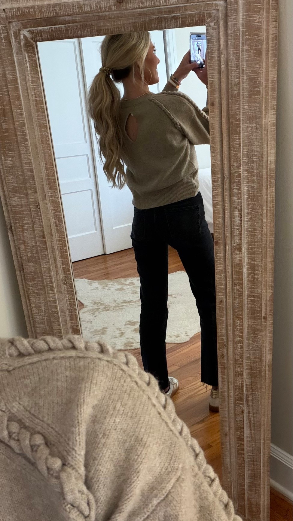 Love this comfy neutral outfit and the cute back of the sweater!

I’m wearing an XS in the sweater(it’s sold out but linking several similar), size 23 in jeans, and my TTS in my sneakers!!

#designsbyali22 #sweaters #fashion #jeans #fashionsneakers #shoes #womensfashion #salealert #blackjeans #womenssweaters

#LTKSaleAlert #LTKootd #LTKFindsUnder100