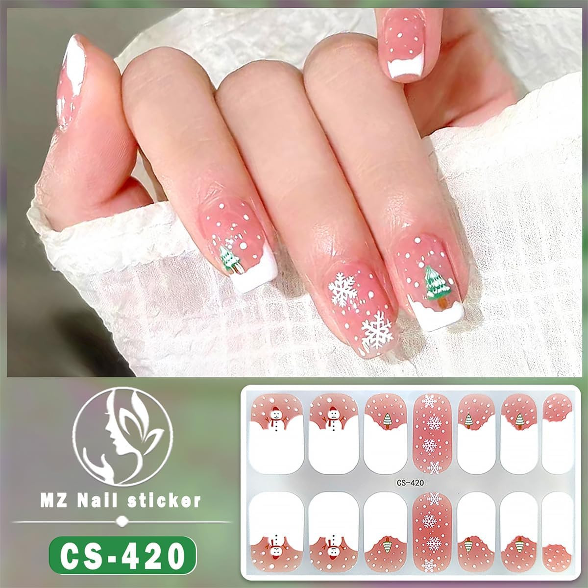 6 Sheets Christmas Nail Wraps Stickers 3D White Snowflake Nail Polish Strips Self-Adhesive Winter... | Amazon (US)