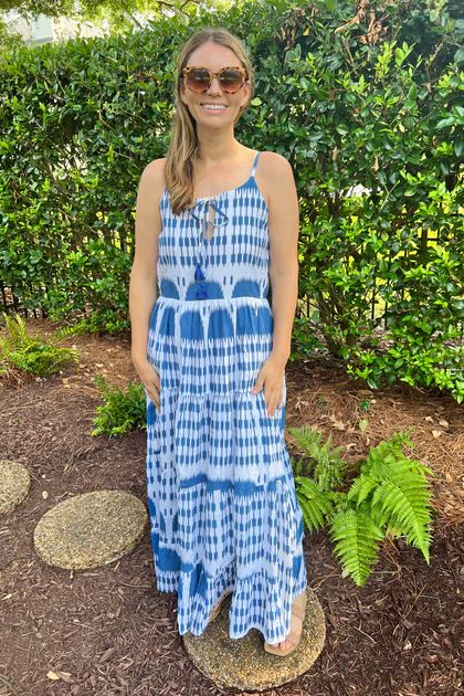 Hyer St. dress, blue ikat | Mimi Seabrook