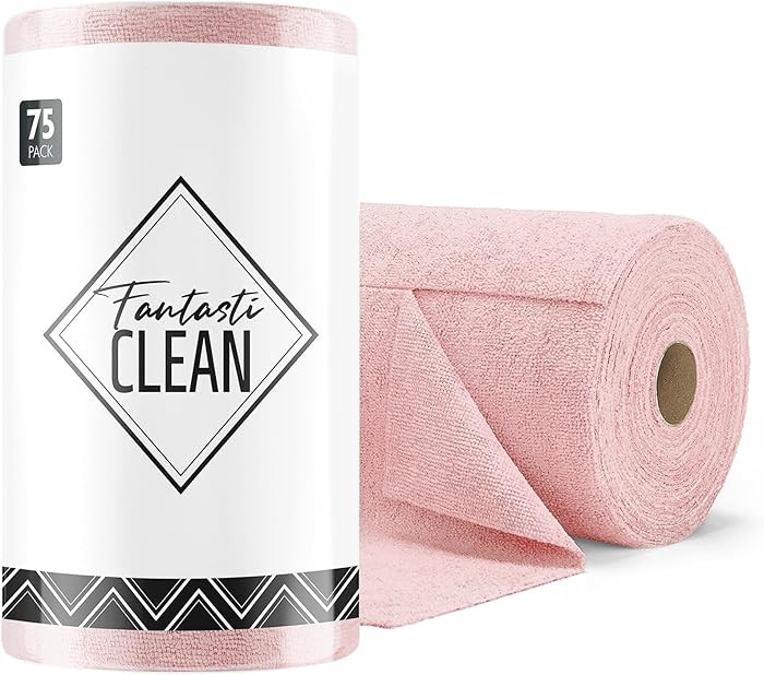Fantasticlean Microfiber Cleaning Cloth Roll -75 Pack, Tear Away Microfiber Towels, 12" x 12", Re... | Amazon (US)