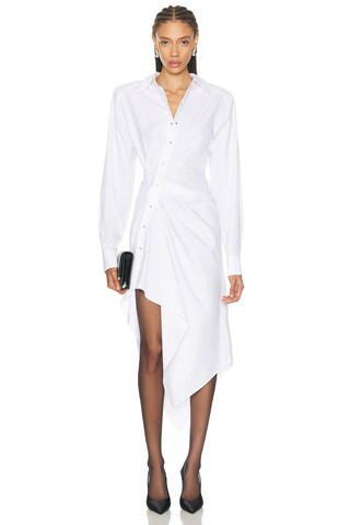 Mugler Asymmetrical Shirt Dress in White | FWRD 