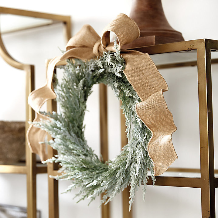 Wintry Cedar Petite Wreath with Frosted Branches for Holiday Decor & Centerpieces | Ballard Designs, Inc.