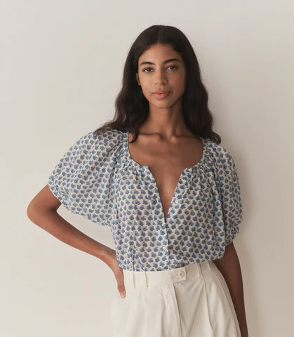 D�?EN June Top -- Dahlia Ditsy - Size - S Cotton Button Up Feminine Victorian | DOEN