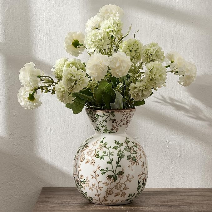 6.61" Ceramic Flower Decorative Antique Vase, Vintage Rustic Chinoiserie Floral Vase for Home Dec... | Amazon (US)