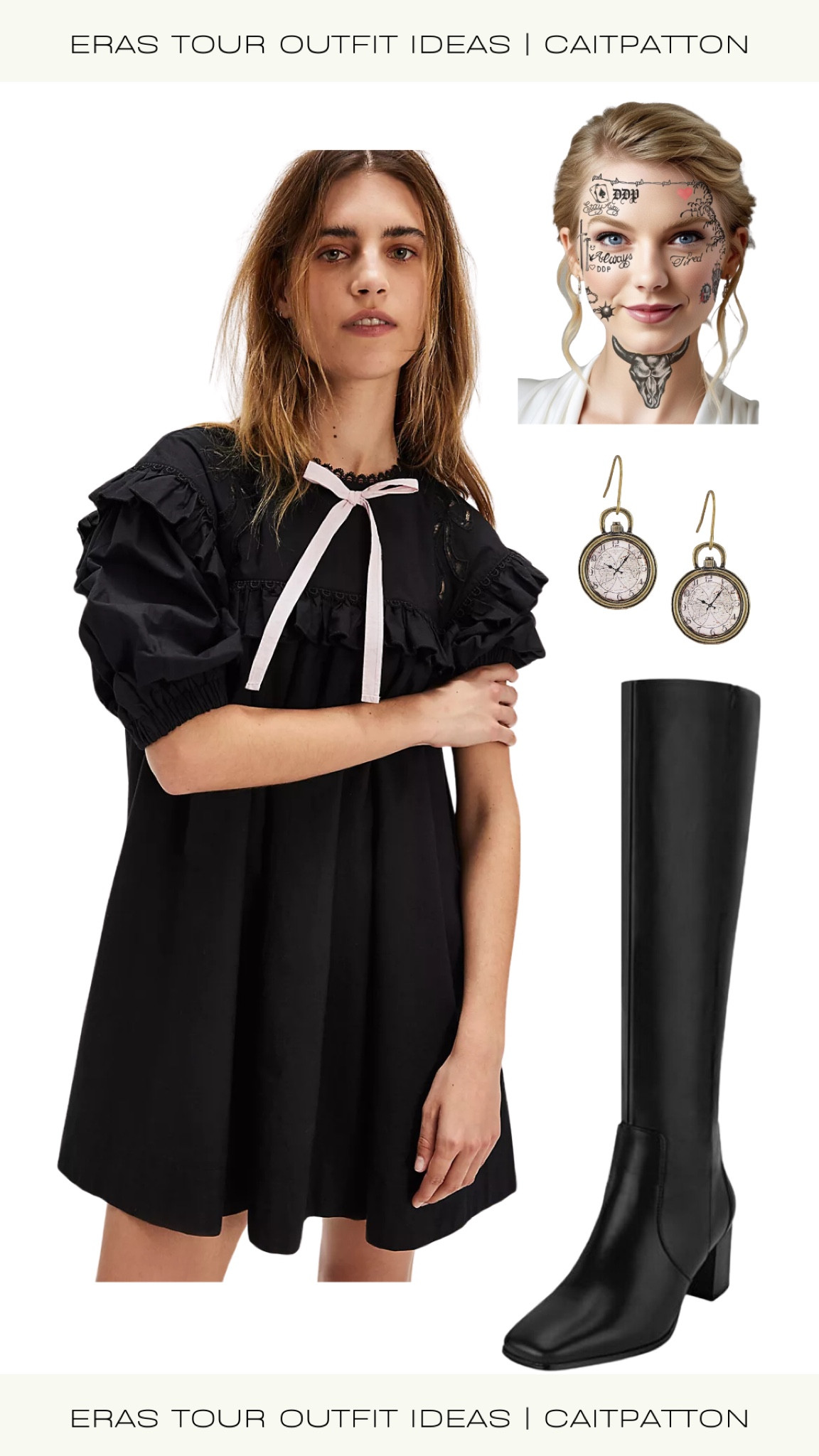 Tortured poets department outfit idea, tortured poets department outfit, tortured poets department outfits, tortured poets department era, TTPD outfits, TTPD outfit idea, TTPD outfit, TTPD era, eras tour outfit idea, eras tour outfit ideas, Taylor swift eras tour, Taylor swift concert, fortnight music video outfit, fortnight music video,
Fortnight outfit, fortnight outfit idea, black boots, tall black boots, clock earrings, post Malone tattoos, Victorian dress, lace dress, black mini dress

#LTKShoeCrush #LTKParties #LTKStyleTip
