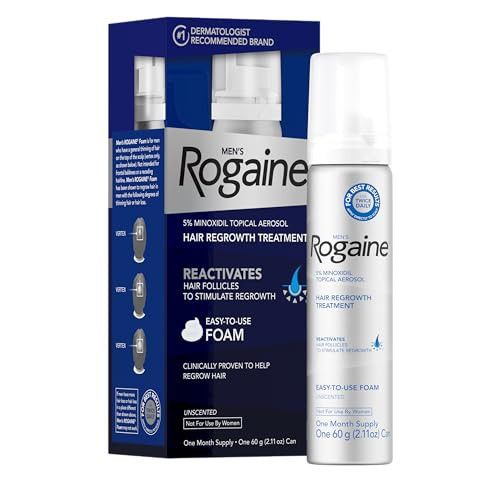 Men's Rogaine 5% Minoxidil Foam for Hair Regrowth, Topical Hair Loss Treatment for Men to Regrow Fuller, Thicker Hair, Unscented Minoxidil Topical Aerosol, 1-Month Supply, 2.11 oz | Amazon (US)