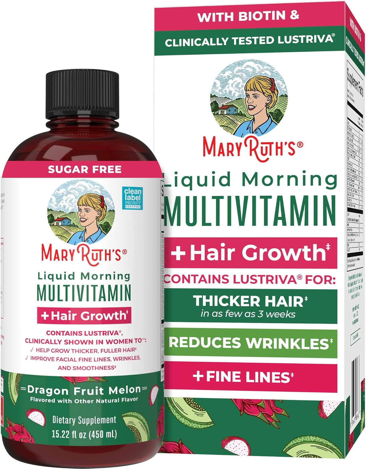 MARYRUTH'S Liquid Multivitamin + Hair Growth | Biotin 10000mcg | Lustriva Hair Growth Supplement ... | Amazon (US)