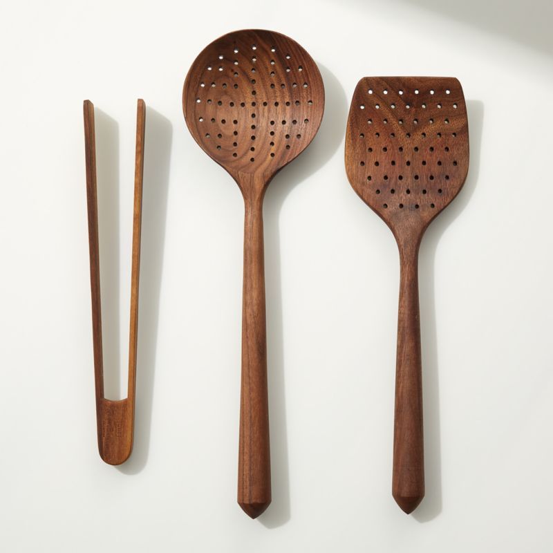 Walnut Cooking Utensils Set of 3 + Reviews | CB2 | CB2