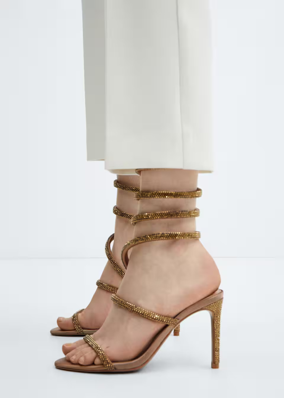 Heeled sandal with strass strap -  Women | Mango United Kingdom | MANGO (UK)
