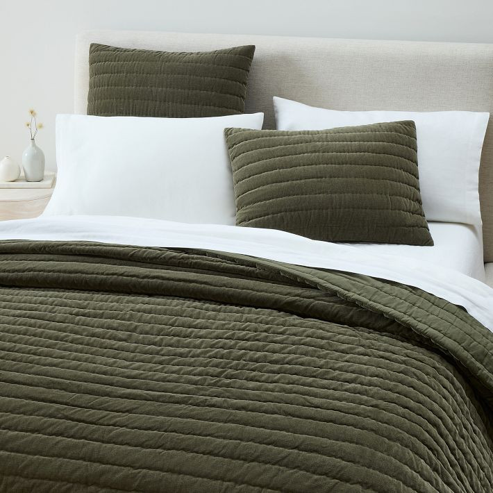 Cotton Velvet Pick Stitch Quilt & Shams | West Elm (US)