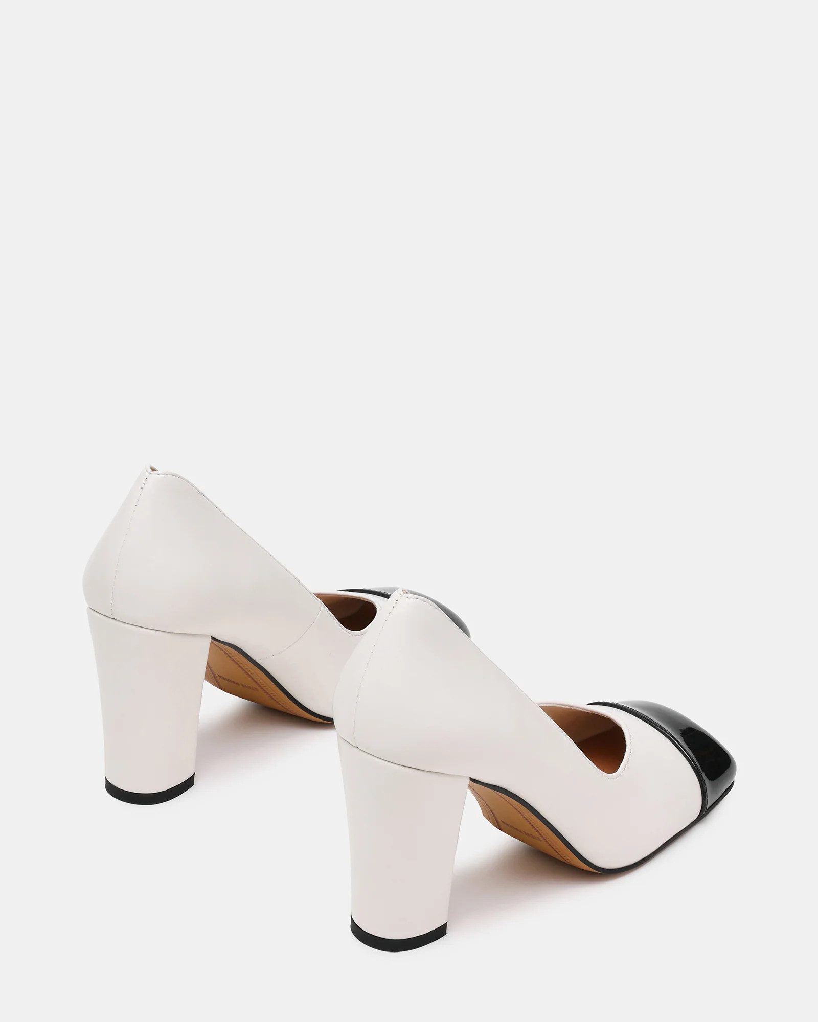 TADAN Black/White Cap Toe Pump Women's Block Heel | Steve Madden (US)