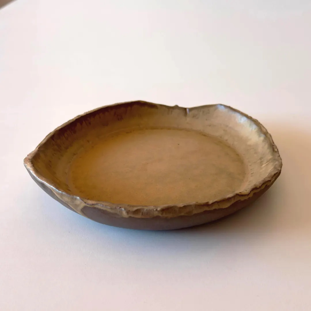 Wabi-sabi Stoneware Plate – Hand-formed Rustic Ceramic Dish, Organic Edge Brown Glazed Plate, A... | Etsy (US)