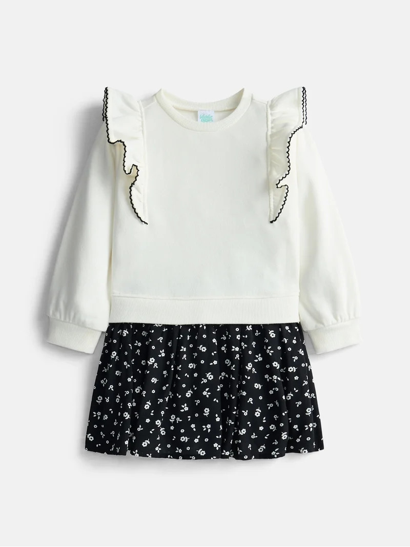 Wonder Nation Toddler Girls' Sweatshirt Dress with Long Sleeves, Sizes 12M-5T | Walmart (US)