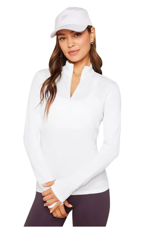 Fabletics Women's Feather Tech+ Half-Zip Top in Classic White at Nordstrom, Size Small | Nordstrom