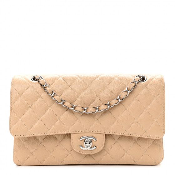 CHANEL Caviar Quilted Medium Double Flap Beige Clair | FASHIONPHILE | Fashionphile