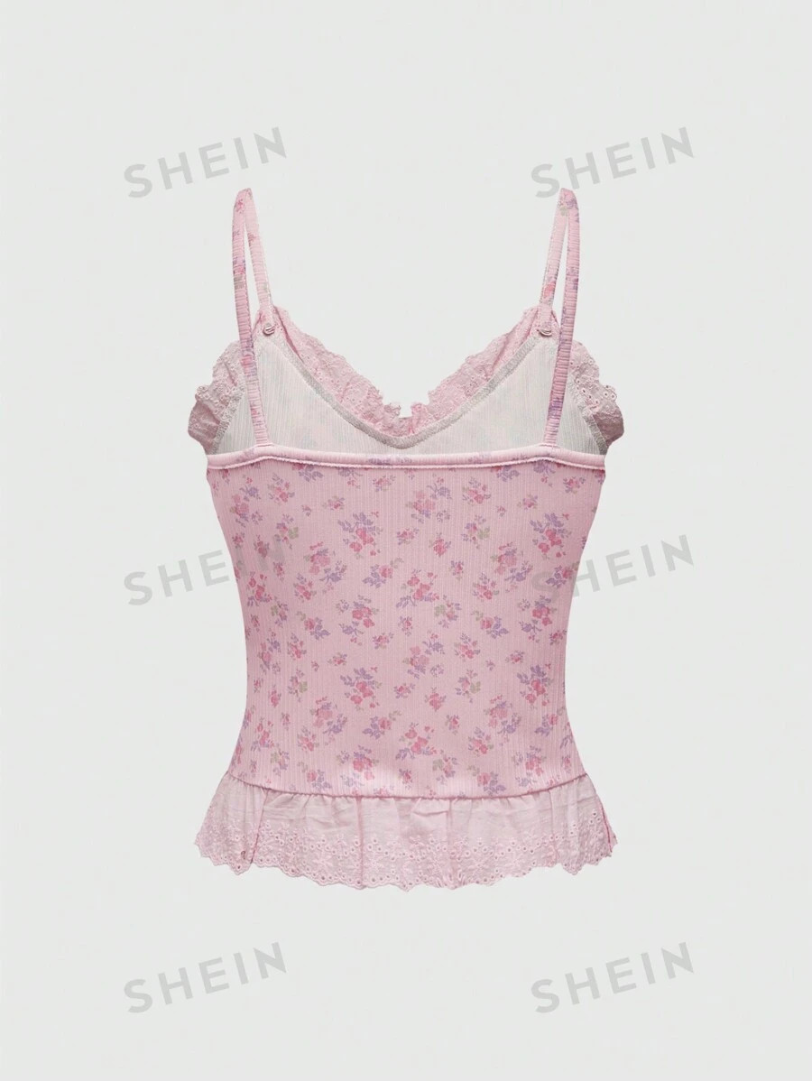 ROMWE Kawaii Ladies Girl Minimalist Sexy Palace Retro Lace Butterfly Love Pendant Vest | SHEIN