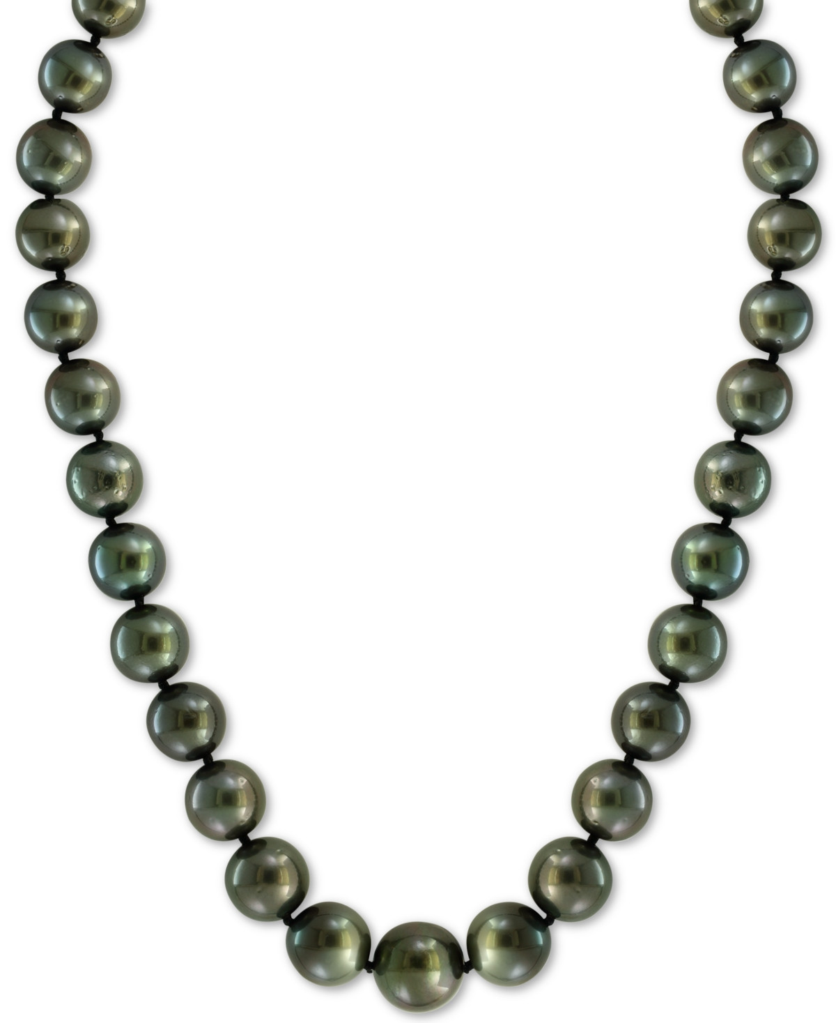 Effy Cultured Black Tahitian Pearl (10mm) 18" Collar Necklace - White Gold | Macy's