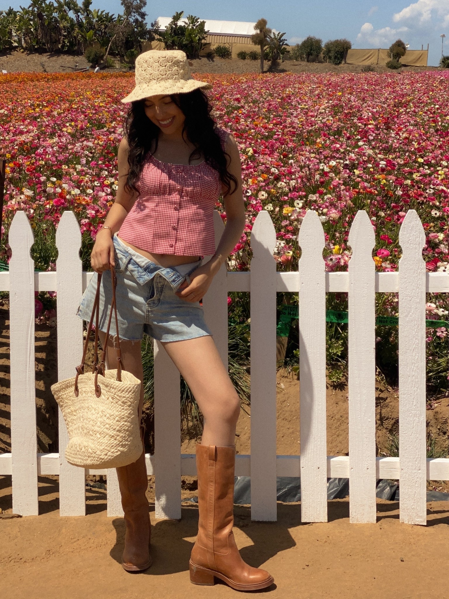 flower fields ootd | Meshki gingham red top 

#LTKItBag #LTKStyleTip #LTKTravel
