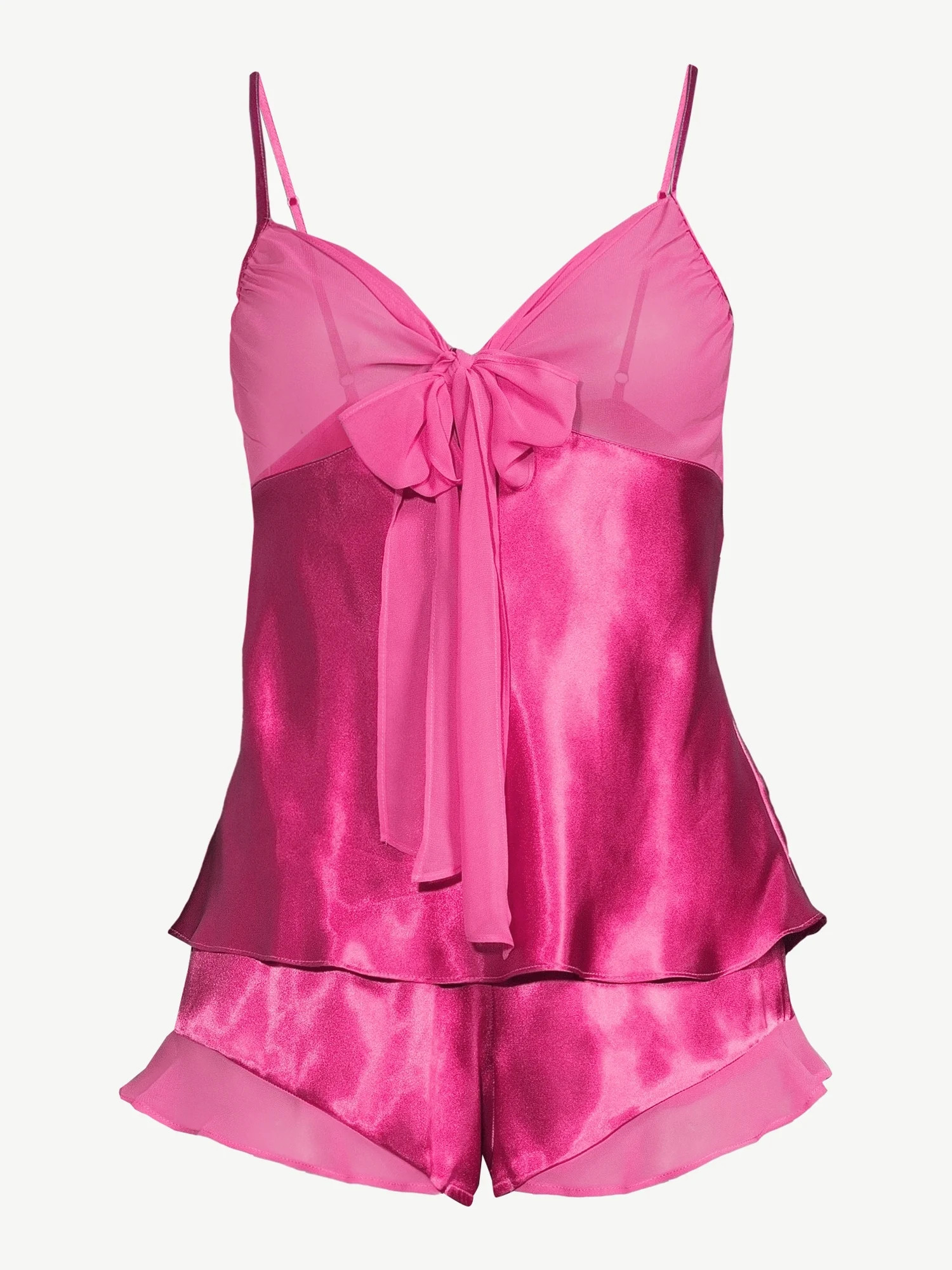 Joyspun Women’s Bow Trim Satin Cami Sleep Set, Sizes up to 3X - Walmart.com | Walmart (US)