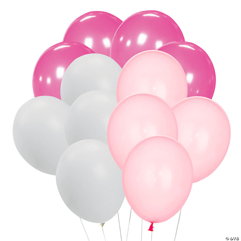 Pink & White 11" Latex Balloon Bouquet Kit - 49 Pc. | Oriental Trading Company