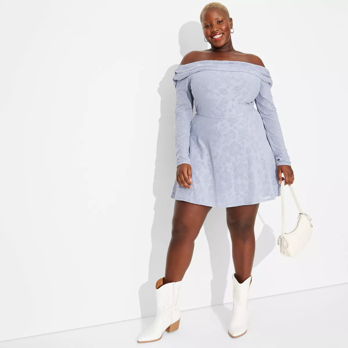 Women's Long Sleeve Flocked Mini Fit and Flare Dress - Wild Fable™ | Target