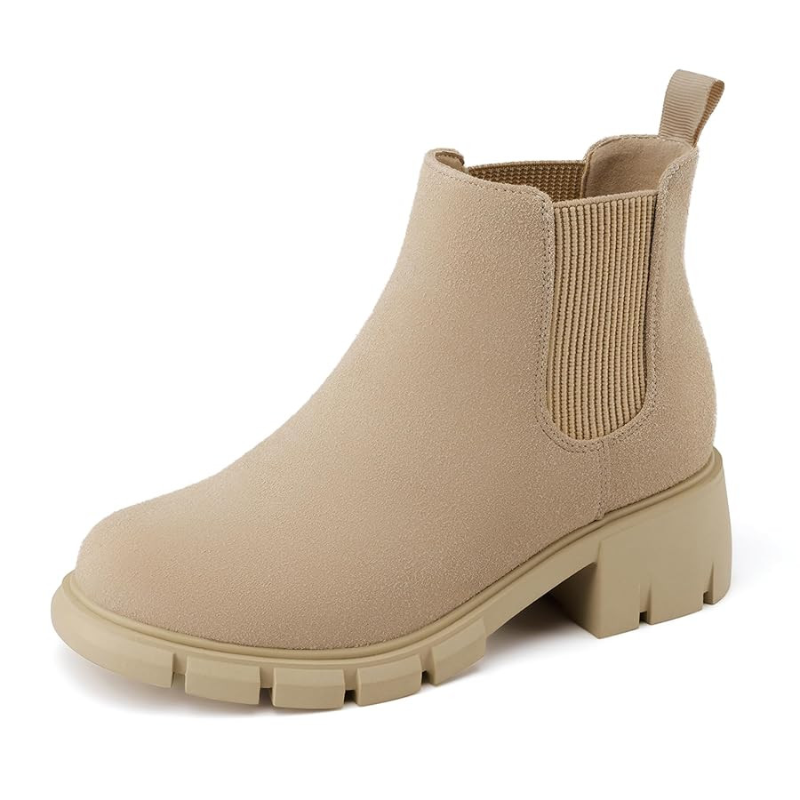 Athlefit Girls Ankle Boots Kids Comfortable Slip on Lug Sole Chelsea Booties for Toddler Little K... | Amazon (US)