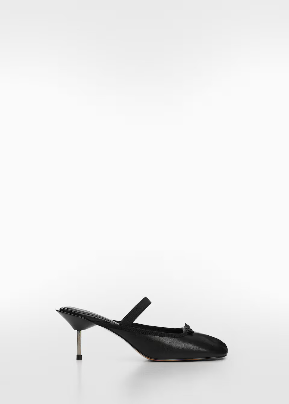 Leather ballerinas with metallic heel -  Women | Mango USA | MANGO (US)